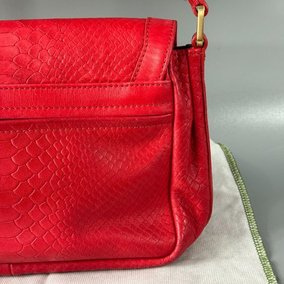 Longchamp Gatsby Python Embossed Leather Shoulder Bag in Red - Picture 8 of 14